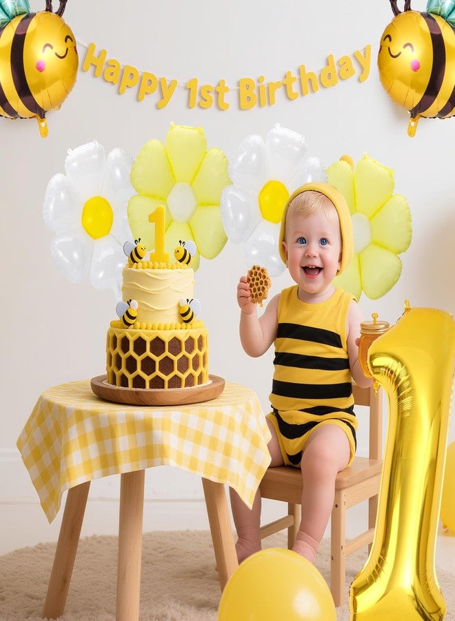 RANERVZ Happy 1st Bee Day Decorations Daisy Bee Balloons So Sweet to Bee One Bumble Bee First Birthday Decorations Fun to Bee One Decoration for Baby Shower 1 Year Old Birthday Party Milestone Supplies - Image 5